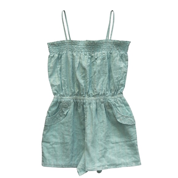 Janie and Jack Other - Janie and Jack Aqua Blue Gold Stripe Romper NWT Girls Size 9/10 Cotton ☀️ Beachy